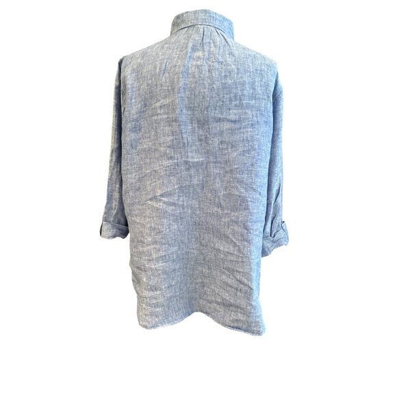 Womens Jones New York Blue Linen Button-Down Shirt Size XL - Picture 3 of 8
